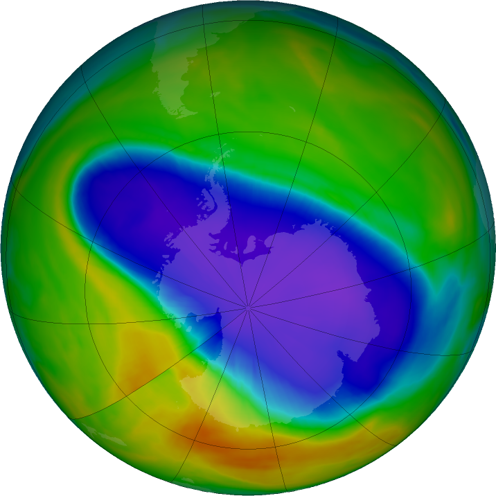 Antarctic ozone map for 06 October 2016